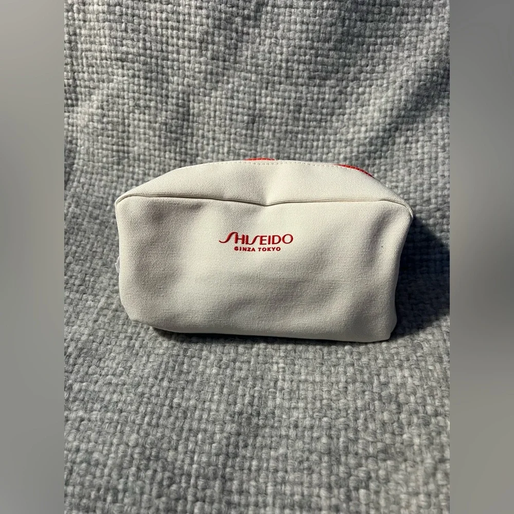 Shiseido Makeup / Cosmetic Bag : Beige & Red